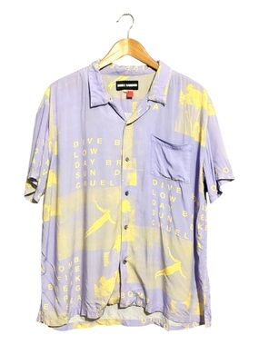 DOUBLE RAINBOUU Lavender & Yellow Graphic Camp Shirt